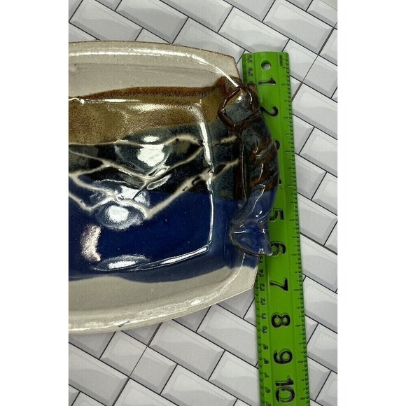 Doe Ridge Pottery Tray Mountain Scene Drip Glaze Signed Modern Artisan Handmade - Picture 11 of 13